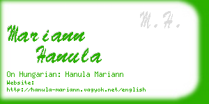 mariann hanula business card